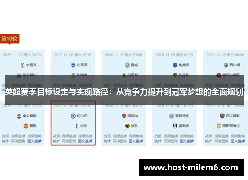 英超赛季目标设定与实现路径：从竞争力提升到冠军梦想的全面规划